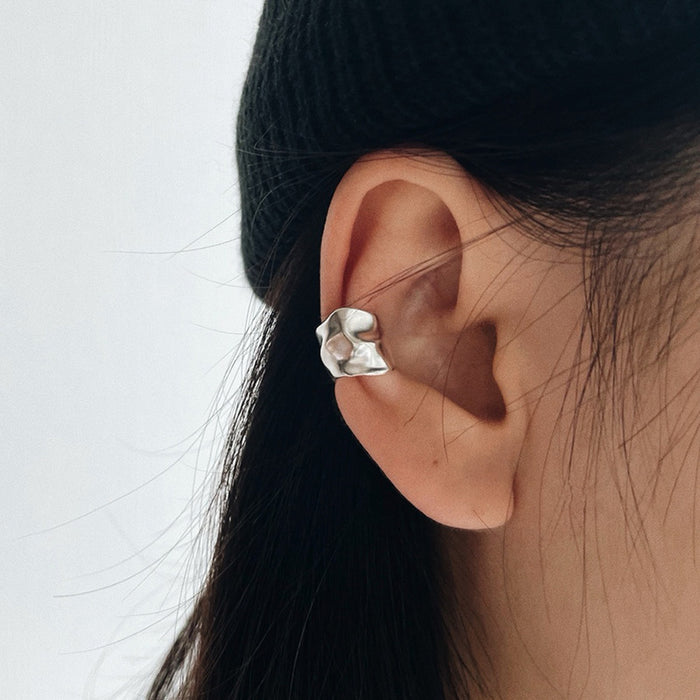Wholesale Pure silver ear hole free high-end ear clip, niche design, irregular earrings, simple and versatile