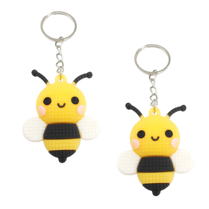 Wholesale PVC Three-dimensional Knitted Cartoon Little Bee Keychain JDC-KC-TYS001