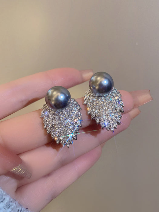 Wholesale Pearl Earrings Elegant Earrings French Design Diamond Tide Earrings