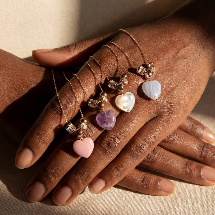 Wholesale New Colorful Heart Gemstone Necklace Collarbone Chain