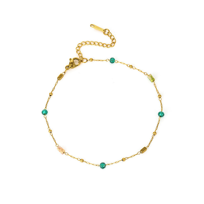 Wholesale Stone-encrusted gold-plated anklet