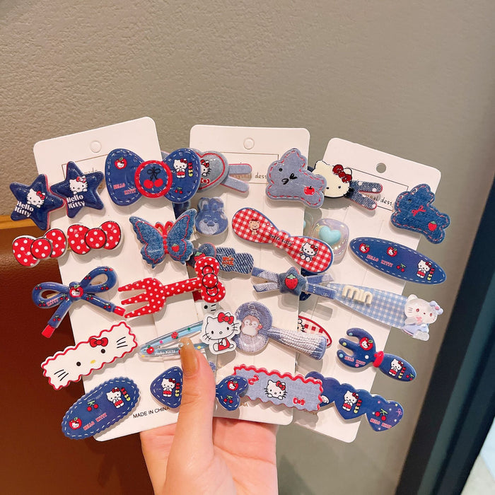 Wholesale Denim Girls'  Plaid Bow Hair Clip