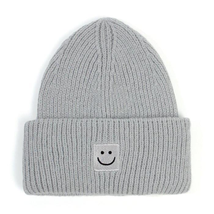 Wholesale Smiley Face Embroidery Acrylic Wool Knitted Hat JDC-FH-XiaMi011