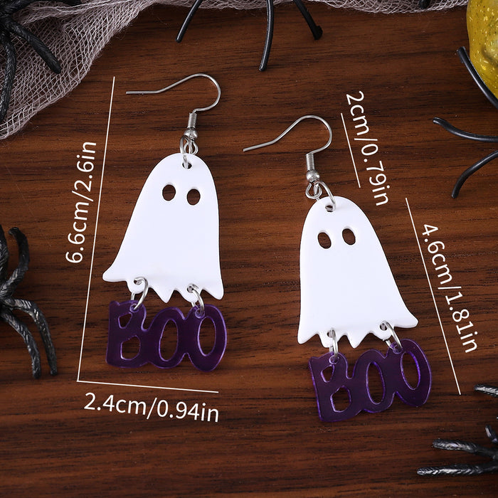 Wholesale  Gothic style black and white ghost splicing pendant earrings acrylic earrings