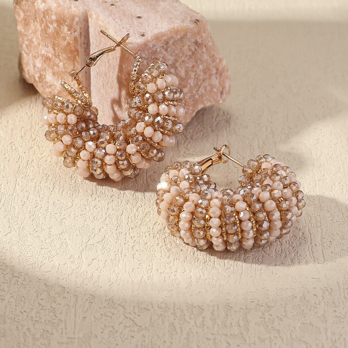 Wholesale New Fashionable Simple Circular Handmade Beaded Earrings and Ear Accessories