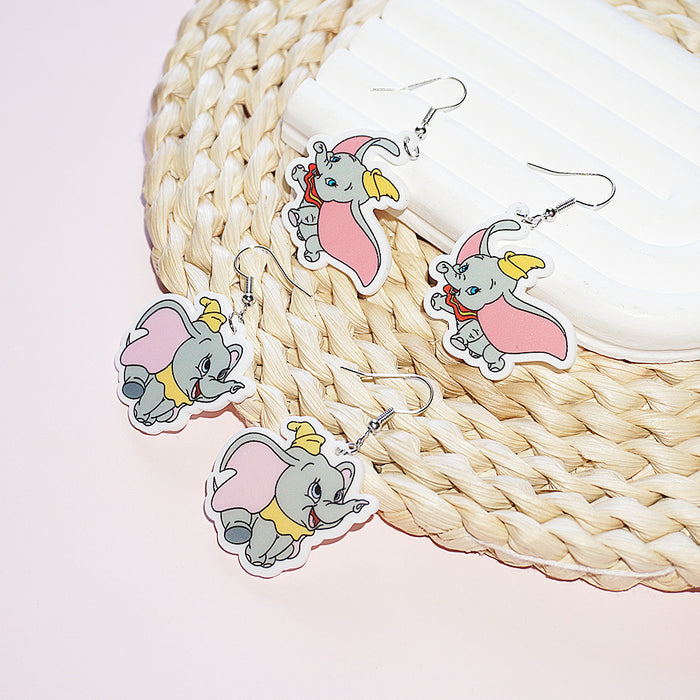 Wholesale Acrylic elephant earrings cartoon cute earrings pendant jewelry