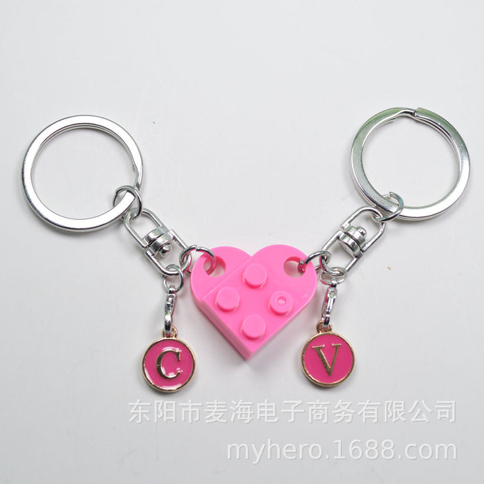 Wholesale Alloy Letter Pendant 2 in 1 Detachable Love Building Block Keychain JDC-KC-Maih003