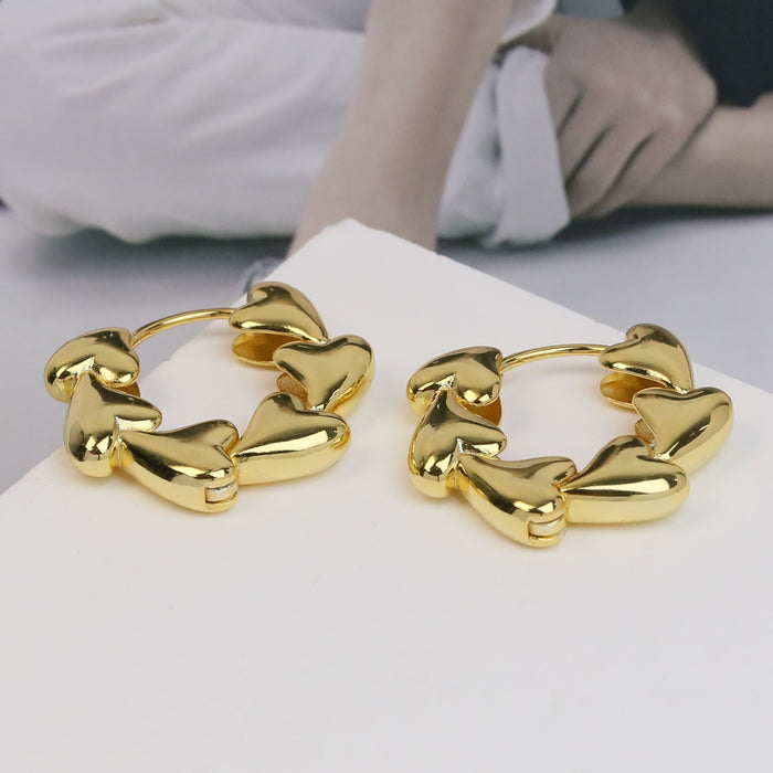 Wholesale  18k brass smooth love heart heart earrings earrings