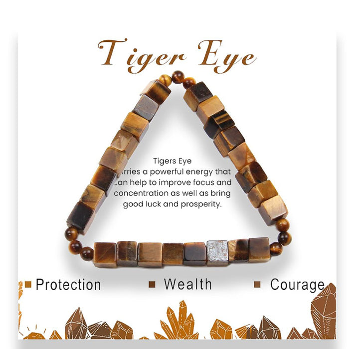 Wholesale Square Natural Stone Bracelet 6mm Powder Crystal Malachite Square Beaded Bracelet Volcanic Stone Tiger Eye Elastic Bracelet