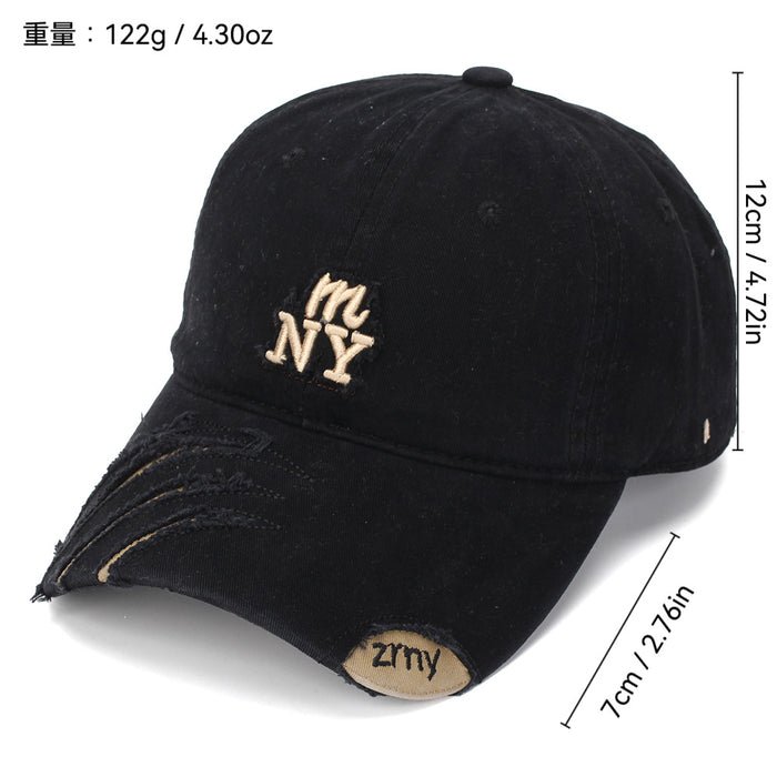 Wholesale Vintage Distressed Baseball Cap Soft Top Black Embroidered Casual Sun Hat