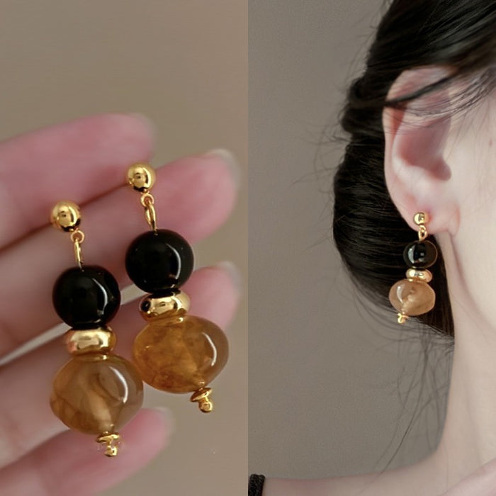 Wholesale Retro Gold Plated Natural Stone Earrings JDC-ES-BoYue004