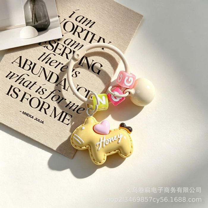 Wholesale Dopamine Color Cartoon Pony Keychain Bell Pendant Cute Animal Bag Charm DIY Fuse Bead Craft Fashion Accessory Gift