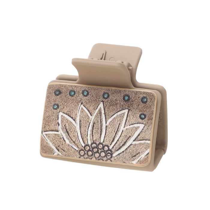 Wholesale Western Style Medium Leather Hairpin Sunflower Shark Clip Women' s Grab Clip