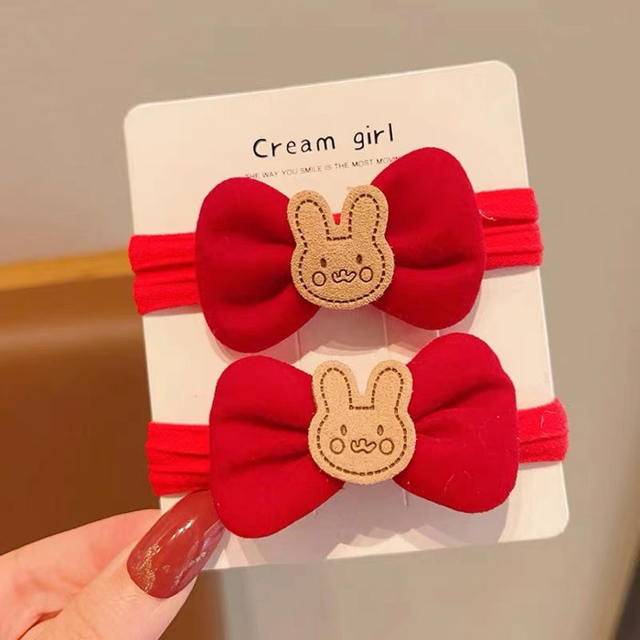 Wholesale New Year red bow hair rope hair band women's high elastic headdress tie hair rubber band children's festive hair accessories hair rope