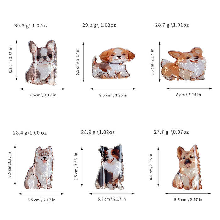 Wholesale Cute Puppy Design PVC Hair Clip - Samoyed Corgi Border Collie Hair Accessory
