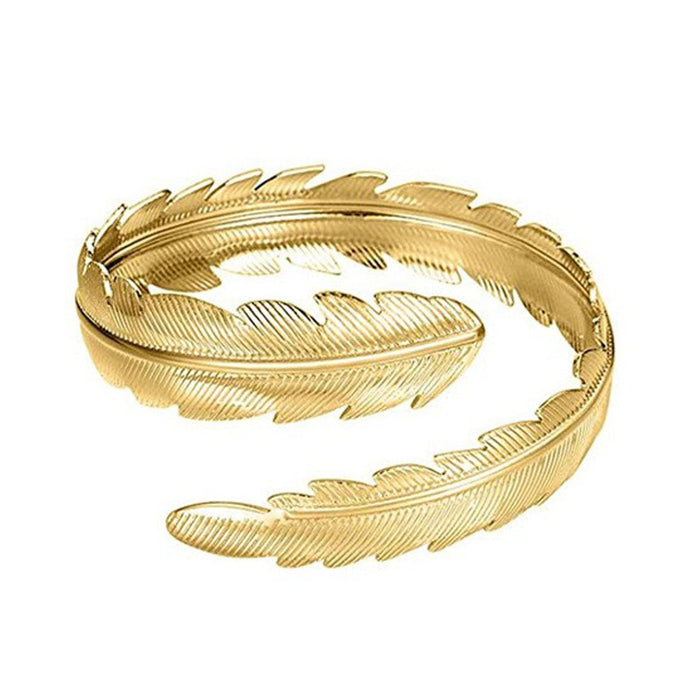 Wholesale Geometric metal arm ring six piece set, personalized exaggerated leaf bracelet set