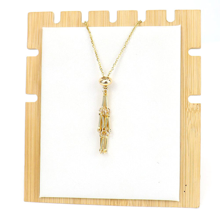 Wholesale DIY Adjustable Stainless Steel Metal Bamboo Mesh Bag Necklace Weaving Pendant N699 JDC-PT-HXu001