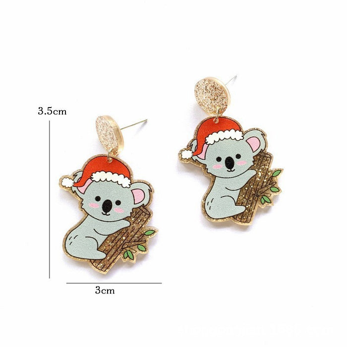 Wholesale Christmas Cartoon Acrylic Earrings Fashion Jewelry Accessory for Gift MOQ≥2