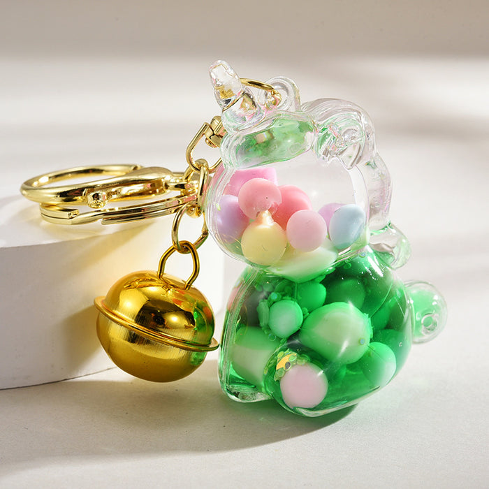 Wholesale  keychain jelly bean beads unicorn pendant  keychain bag ornaments