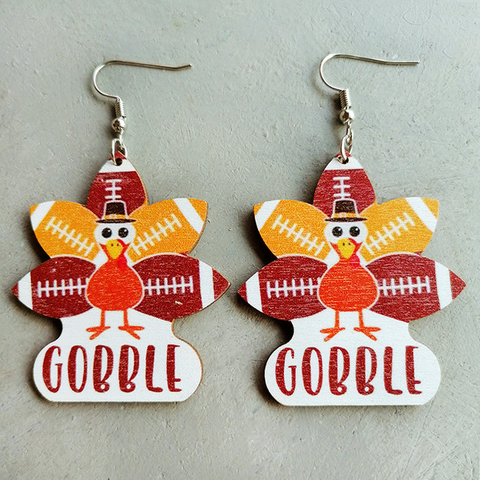 Wholesale Cartoon Thanksgiving Turkey Wooden Earrings JDC-ES-HeYi097