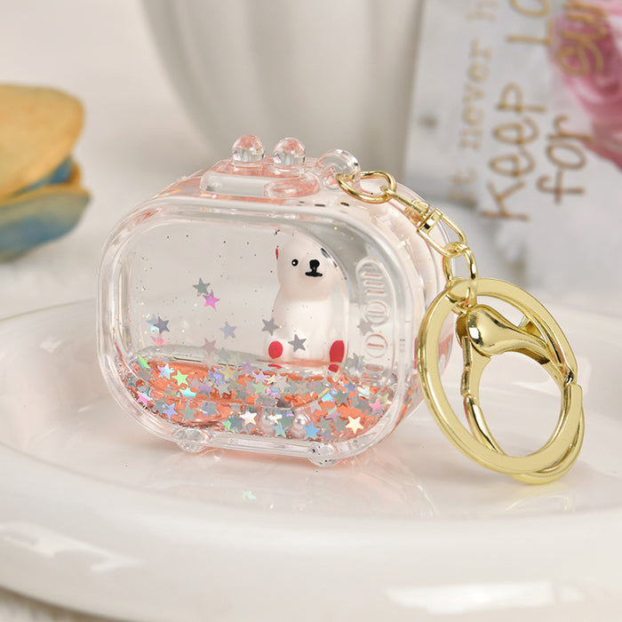 Wholesale Acrylic Ocean-Themed Floating Clownfish Oil-Filled Quicksand Keychain