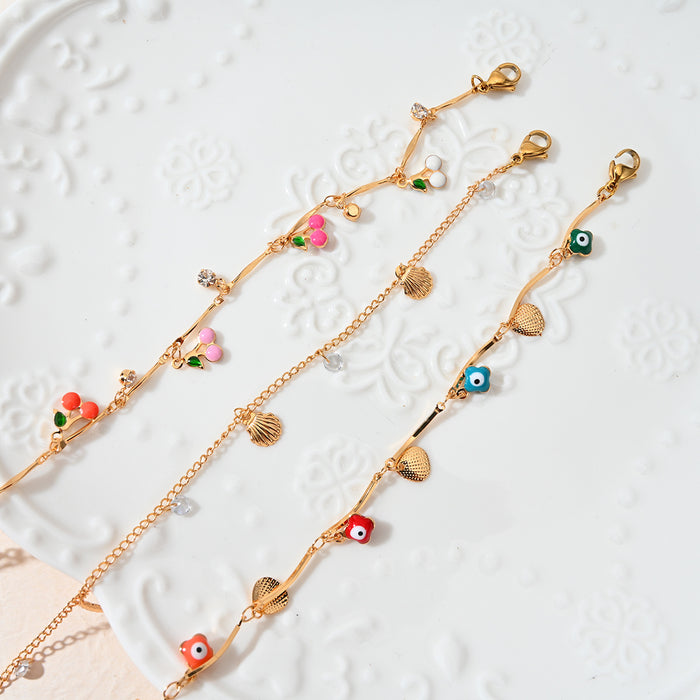 Wholesale New personalized stainless steel ankle chain paired with shell pendant color preservation wholesale