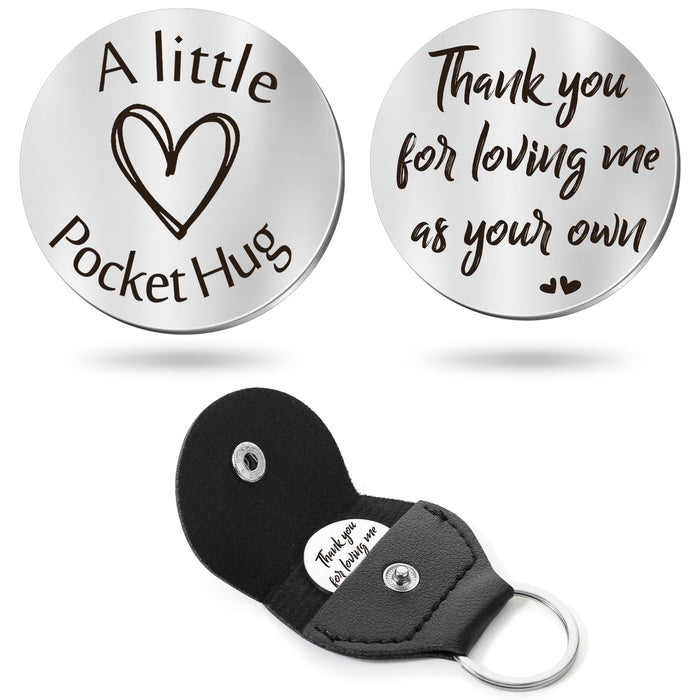Wholesale Round leather keychain with stainless steel double-sided engraved lettering and heart shaped circular leather keychain