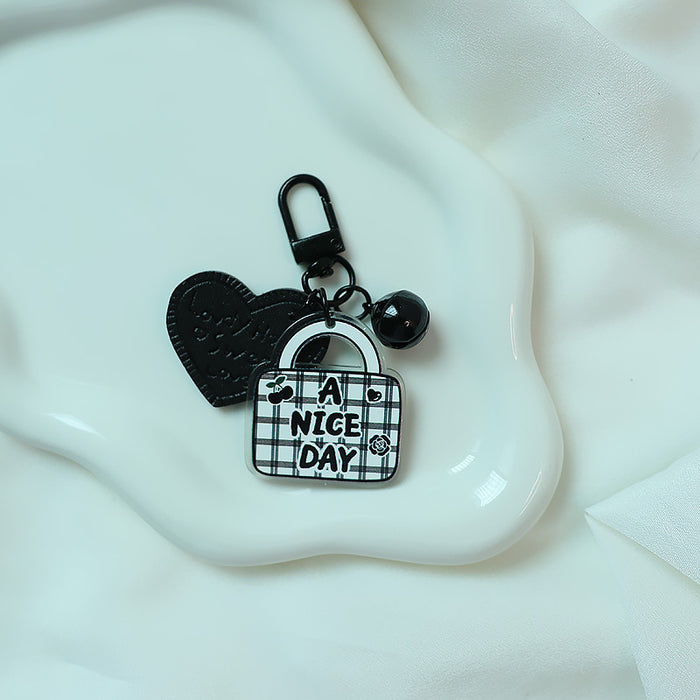 Wholesale Black and White Rose Elegant Flower Car Keychain Pendant Bag Acrylic Hanging Decoration