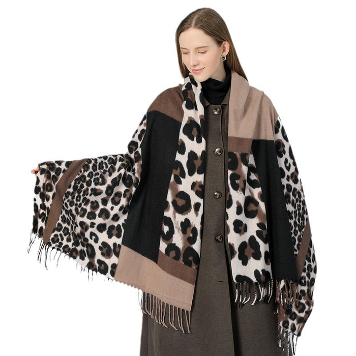 Wholesalewinter  leopard print scarf  thickened lengthened cashmere