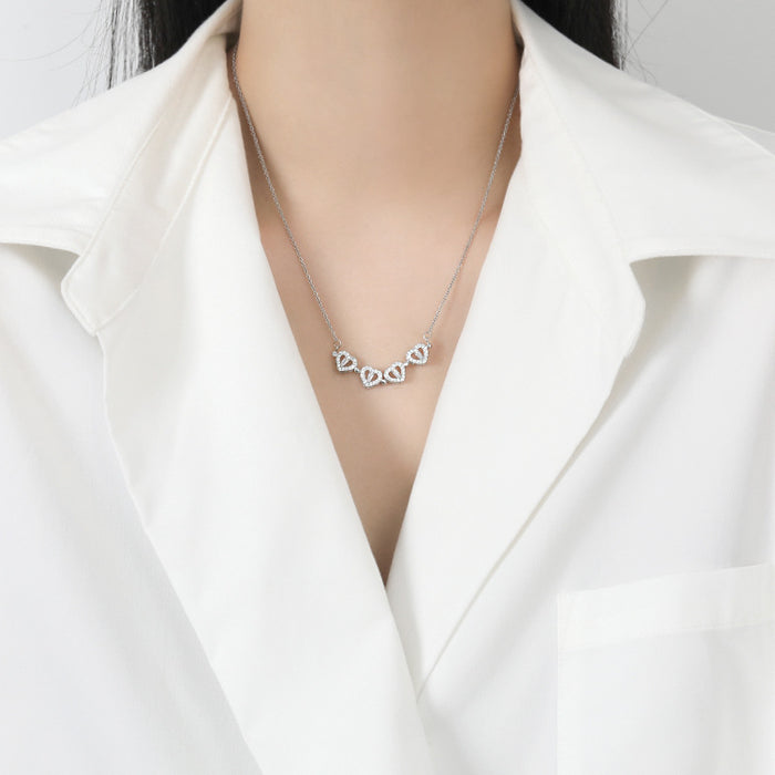 Wholesale Niche Design Sense  Heart-Shaped Four-leaf Clover Necklace