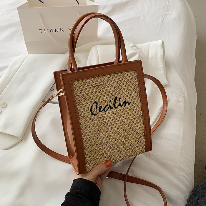 Wholesale Piano Score Straw Handbags