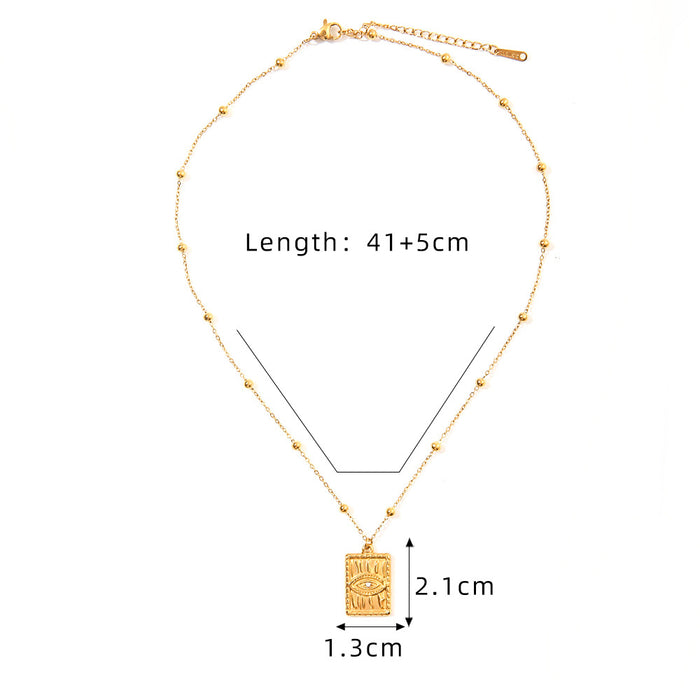 Wholesale Classic Fashion Stainless Steel Necklace Devil's Eye Zircon Pendant Color Preserved Electroplating