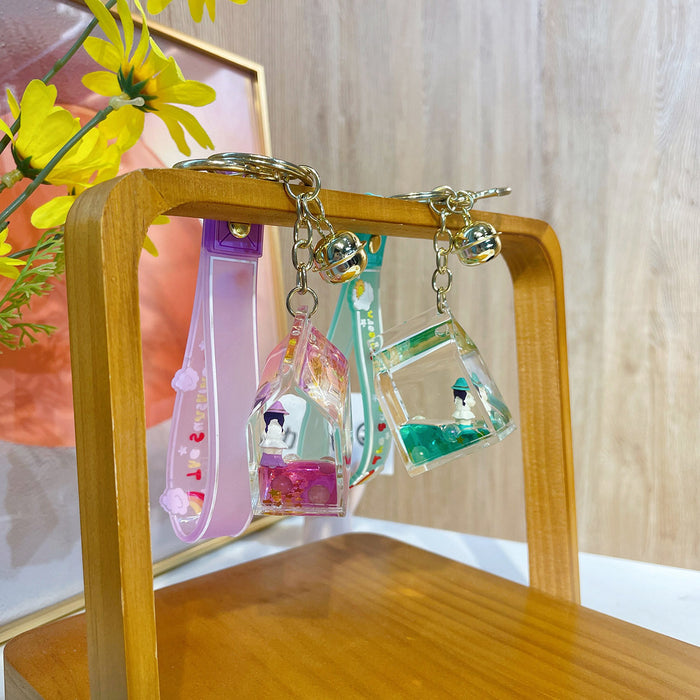 Wholesale metal small transparent milk boxes Keychains