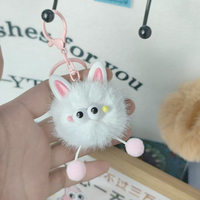 Wholesale Imitation Mink Ears Elf Plush Bag Pendant Cute Cartoon Fur Ball Couple Girlfriend Gift Keychain