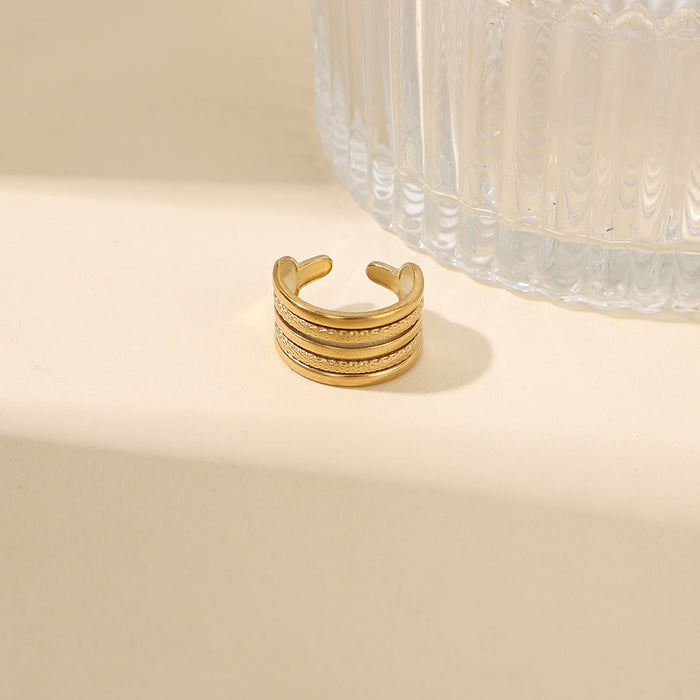Wholesale 2pcs Luxury multi-layered   sophisticated  minimalist gold open-toe stainless steel ring