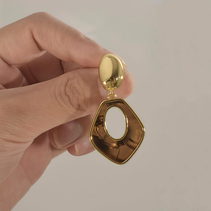 Wholesale Stainless Steel Geometric Earrings Polygonal Hollow Earrings