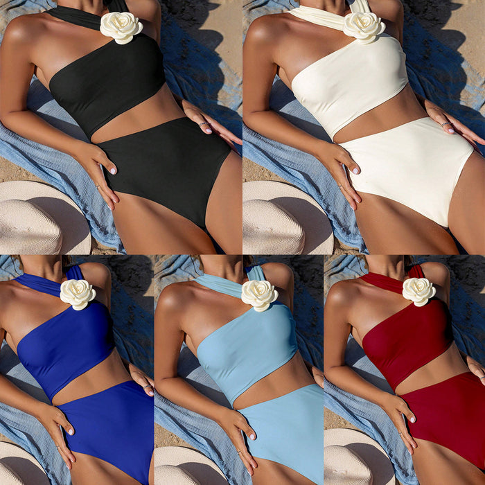 Wholesale Swimsuit women's new solid color sexy hollow swimsuit high-end one-piece swimsuit