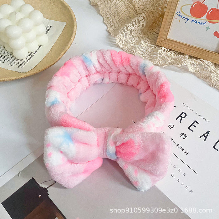 Wholesale Leopard Print Polka Dot Striped Bow Headband Women' s Face Wash Sports Headband Coral Velvet Hair Accessories