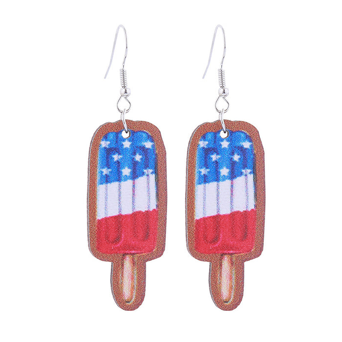 Wholesale Wooden Printed American Independence Day Earrings JDC-ES-ChouTteng013