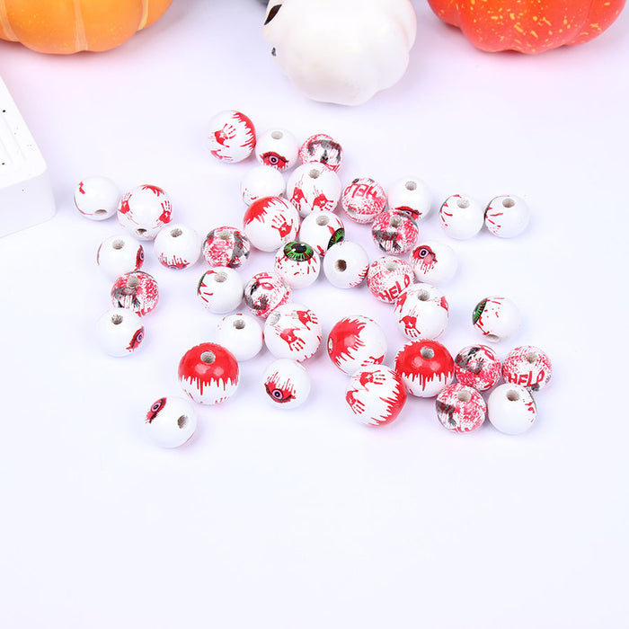 Wholesale 50PCS Halloween Blood Palm Blood Eyes Wooden Beads JDC-BDS-TianYue025