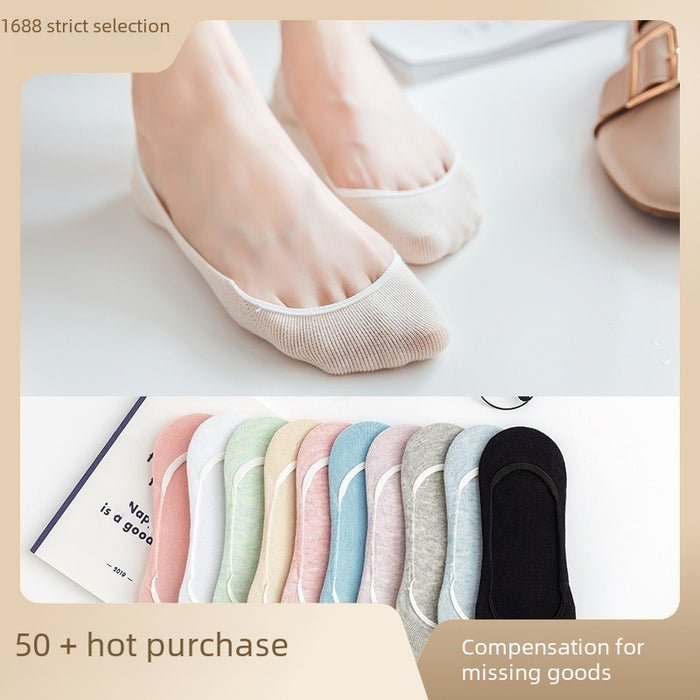 Wholesale Shallow mouth silicone anti slip invisible socks casual shallow mouth cotton bottom women's socks
