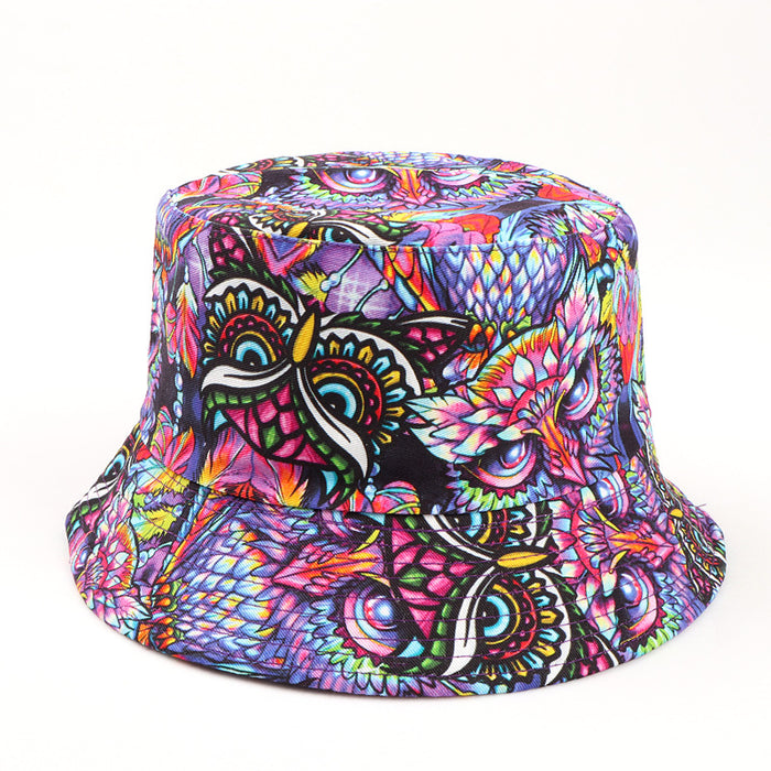 Wholesale Autumn New Cotton Cartoon Printed Flat-top Hip-hop Fisherman Hat Men's and Women's Sunshade Basin Hat