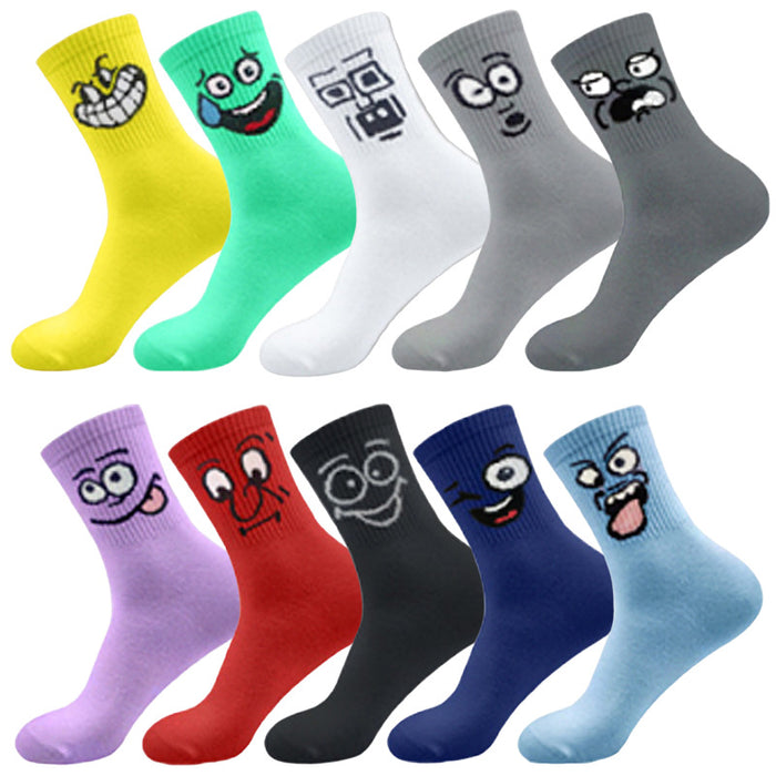 Wholesale funny expression candy color student socks spring and autumn summer breathable socks