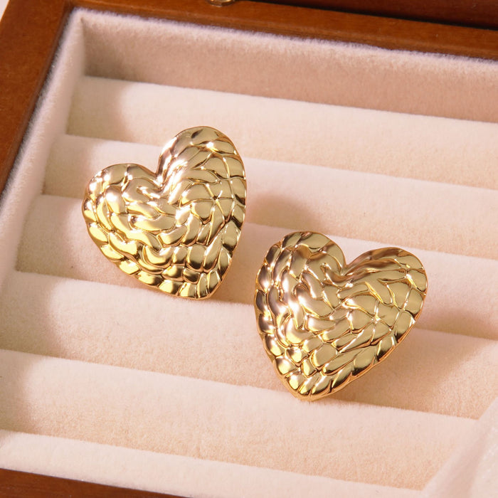 Wholesale Vintage Titanium Steel Heart Earrings JDC-ES-JW005