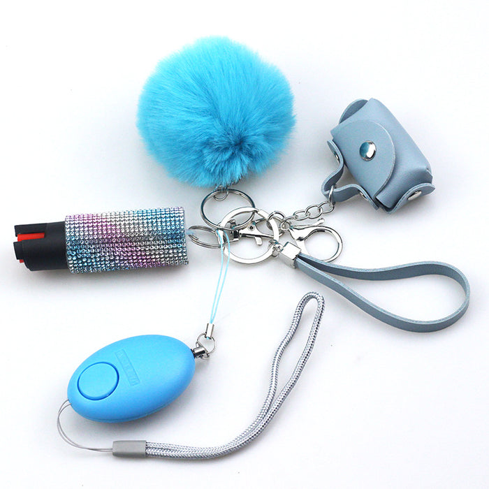 Wholesale Leather Ladies Bag Fur Ball Set of 4 Keychains JDC-KC-CanWu010