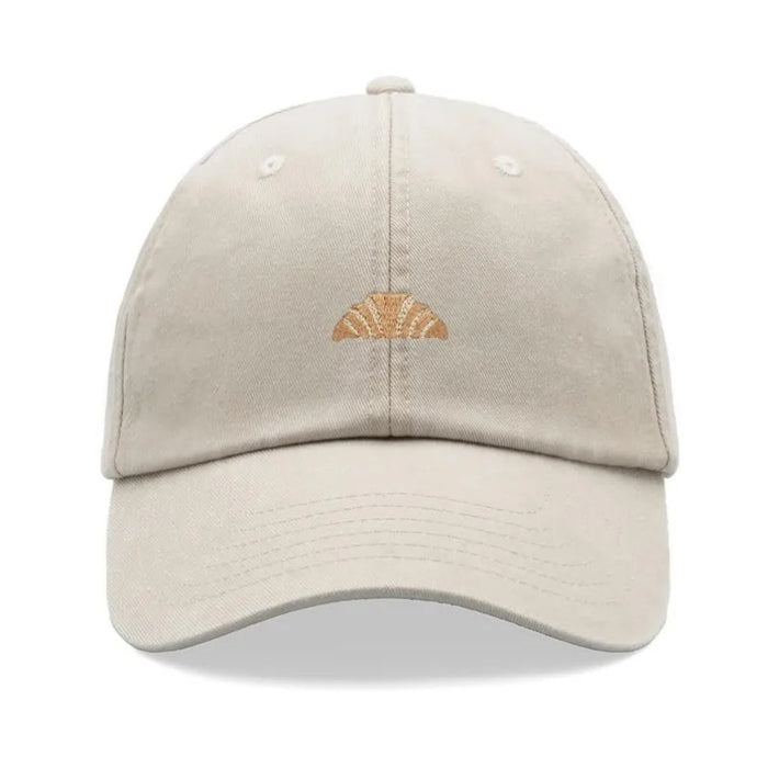 Wholesale Retro Croissant Print Washed Baseball Cap Trendy Adjustable Curved Brim Sun Hat For Everyday Wear