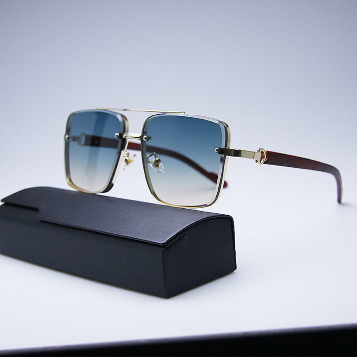 Wholesale Imitation wood grain temple sunglasses, square edged sunglasses