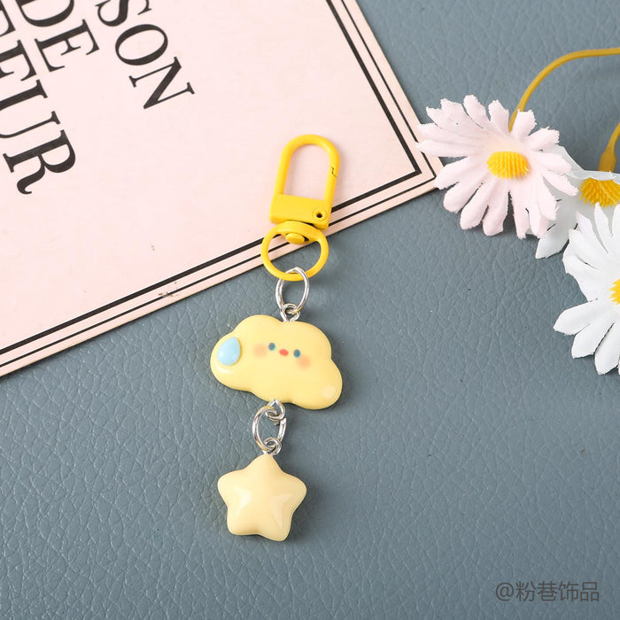 Wholesale Resin Cartoon Star And Cloud Speechless Keychain For Students And Couples