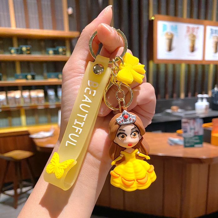 Wholesale Cartoon Princess Silicone Keychain Decorative Bag Charm MOQ≥2