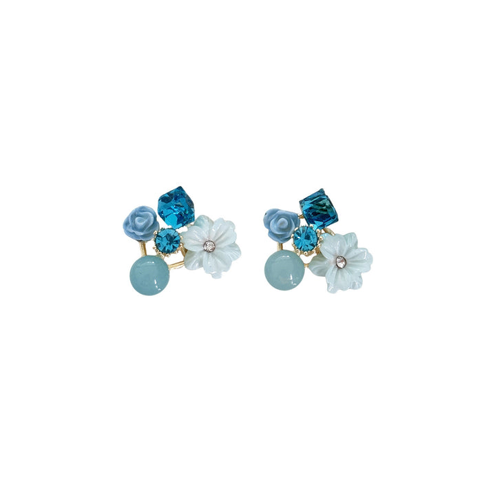 Wholesale Vintage temperament flower earrings, high-end, elegant, niche, irregular earrings, crystal personalized earrings
